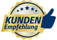 Kundenauszeichnung – Kundenempfehlung mit fünf Sternen und Daumen-Symbol