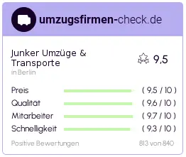 Bewertung Junker Umzüge & Transporte Berlin – 9,5 von 10 Punkten auf umzugsfirmen-check.de
