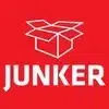 Logo der Junker Umzugsfirma mit weißem Karton-Symbol auf rotem Hintergrund.